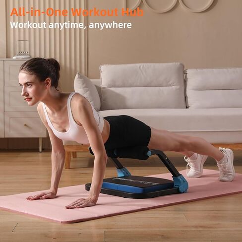 Ab Machine with Resistance Bands for Abdominal Exercise - 3 Levels Adjustable Sit-Up Exercise Equipment for Home Gym, Core & Full Body Workout in Saudi Arabia