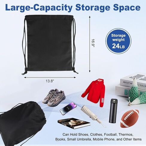 2-Pack Waterproof Drawstring Backpacks, Soccer-Texture Oxford Fabric, 16.9" × 13.8" Black, Lightweight 0.19 lb Each, No Eyelets, Gym & Marathon Gear Sacks (Red) in Kuwait