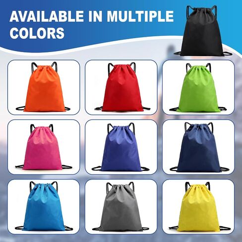 2-Pack Waterproof Drawstring Backpacks, Soccer-Texture Oxford Fabric, 16.9" × 13.8" Black, Lightweight 0.19 lb Each, No Eyelets, Gym & Marathon Gear Sacks (Red) in Kuwait