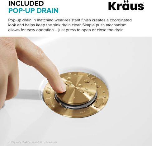 KRAUS Indy Bathroom Faucet in Spot-Free Brushed Brass with Single Handle, Pop Up Drain and Supply Lines, KBF-1411SFBB in Saudi Arabia