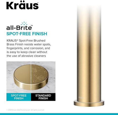 KRAUS Indy Bathroom Faucet in Spot-Free Brushed Brass with Single Handle, Pop Up Drain and Supply Lines, KBF-1411SFBB in Saudi Arabia