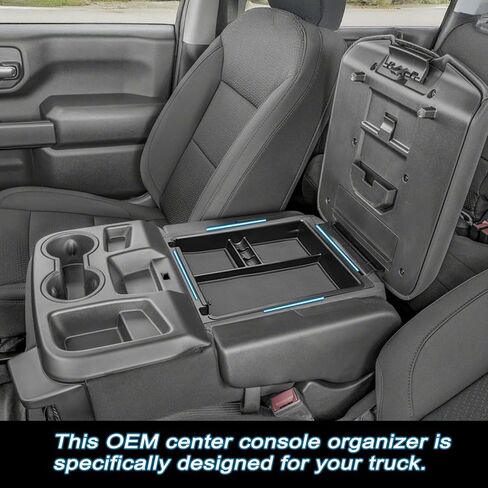 JKCOVER CENTER CENTOLE CONTOLE HOLDIZER BOX متوافق مع 2019-2025 CHEVY Silverado/GMC SIERRA 1500 و 2020-2025 شيفروليه سيلفرادو/سييرا 2500HD 3500HD الملحقات (مقعد قابل للطي على مقاعد البدل فقط) in Kuwait