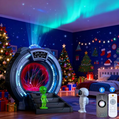 Space Star Galaxy Night Light Aurora Projector,Christmas LED Plasma Light/Clock,Child Bedroom,White Noise/Bluetooth Speaker/Adults/Kids' Room Decor Lamps,Christmas/Birthday Gift(Blue) in Saudi Arabia
