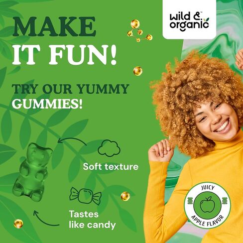 Wild & Organic Chlorophyll Gummies - Natural Energy Booster, Digestion & Immune Support, Internal Deodorant Chewable Daily Vegan Supplement - Sodium Copper Chlorophyllin Extract - 50mg 60 Chews in Saudi Arabia