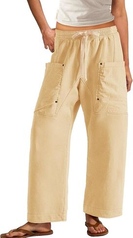 Panadila Women Wide Leg Pants Drawstring Barrel Sweatpants Baggy Cargo Pants Lounge Trousers with Pockets in Saudi Arabia