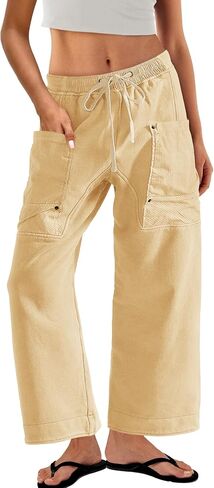 Panadila Women Wide Leg Pants Drawstring Barrel Sweatpants Baggy Cargo Pants Lounge Trousers with Pockets in Saudi Arabia