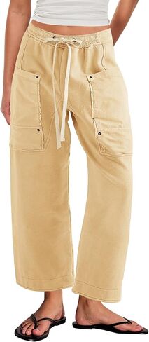 Panadila Women Wide Leg Pants Drawstring Barrel Sweatpants Baggy Cargo Pants Lounge Trousers with Pockets in Saudi Arabia