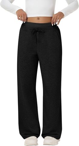 المرأة واسعة الساق Sweatpant عالية الخصر السراويل الفضفاضة عادية الرباط رياضي بانت تجريب صالة بانت مع جيوب in Saudi Arabia