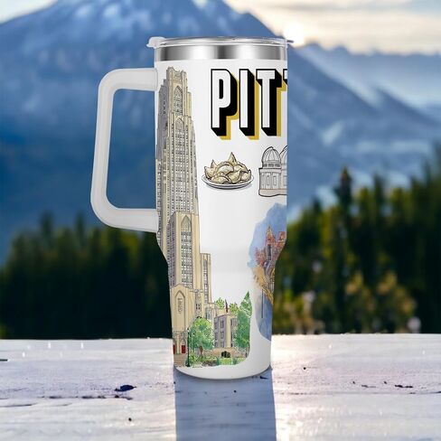 City Tumbler 40oz، زجاجة مياه من الفولاذ المقاوم للصدأ للمشروبات الساخنة والباردة - فكرة هدية للمدينة (بيتسبرغ) in Kuwait