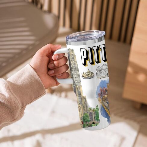 City Tumbler 40oz، زجاجة مياه من الفولاذ المقاوم للصدأ للمشروبات الساخنة والباردة - فكرة هدية للمدينة (بيتسبرغ) in Kuwait