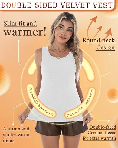 3 Pack Women's Thermal Tank Tops Frayed Fleece Underwear Tops Sleeveless Undershirt Camisole Warm Base Layer Vest in Saudi Arabia