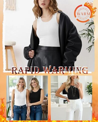 3 Pack Women's Thermal Tank Tops Frayed Fleece Underwear Tops Sleeveless Undershirt Camisole Warm Base Layer Vest in Saudi Arabia