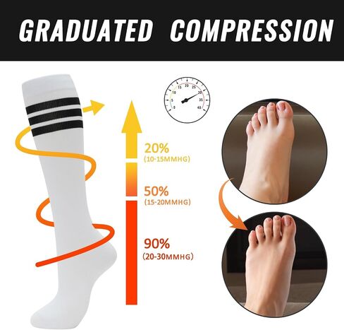 جوارب ضغط للرجال والنساء تدعم الدورة الدموية، جوارب عالية للركبة، 3 أزواج للسفر والطيران والممرضات in Saudi Arabia