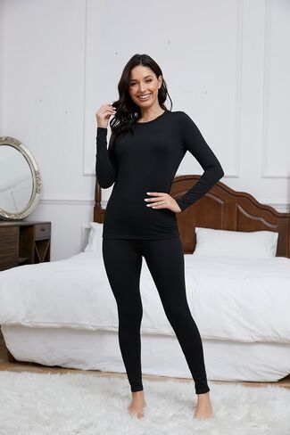 Women's Thermal Underwear Set Long Sleeve Crew Neck Ultra Warm Long Johns Top & Bottom Soft Base Layer in Saudi Arabia