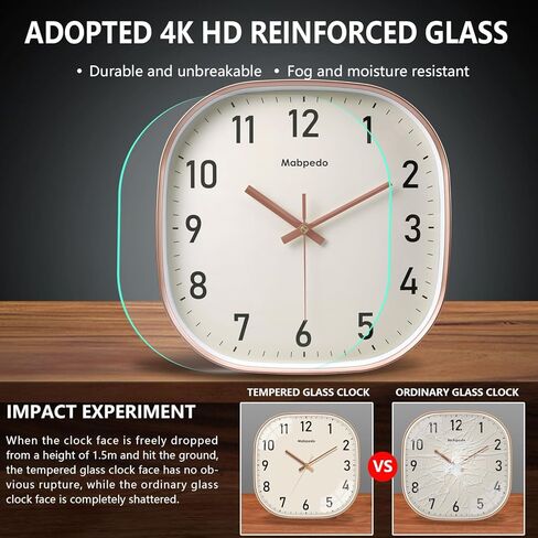 ساعة حائط 10 بوصة، ساعات حائط صامتة غير موقوتة تعمل بالبطارية، ساعات حائط تناظرية مربعة مزخرفة لغرفة النوم وغرفة المعيشة والمكتب والمنزل وصالة الألعاب الرياضية والشرفة ديكور داخلي وخارجي، أسود in Kuwait