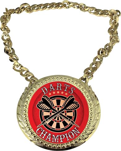 Express Medals Darts Champ Chain Trophy Award with a Center Plaque Plate Measuring 6 by 5.25 Inches and Includes a 34 Inch Chain with Black Velvet Presentation Bag. in Saudi Arabia
