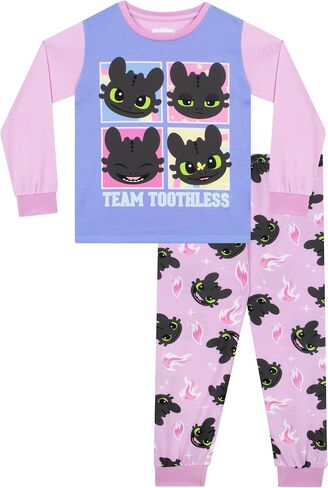 How To Train Your Dragon Pajamas, Toothless Girls Pajamas, Dragon Kids Pjs, Long Sleeve Girls Pajama Set in Kuwait