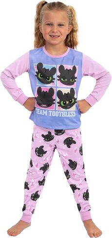 How To Train Your Dragon Pajamas, Toothless Girls Pajamas, Dragon Kids Pjs, Long Sleeve Girls Pajama Set in Kuwait