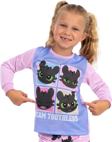 How To Train Your Dragon Pajamas, Toothless Girls Pajamas, Dragon Kids Pjs, Long Sleeve Girls Pajama Set in Kuwait