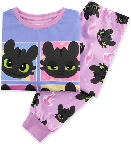How To Train Your Dragon Pajamas, Toothless Girls Pajamas, Dragon Kids Pjs, Long Sleeve Girls Pajama Set in Kuwait