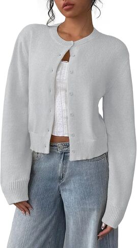 IWD Womens Cropped Cardigan Sweaters Knit Lightweight Crop Sweater Fall Outfits Trendy Open Front Clothes 2025 in Saudi Arabia