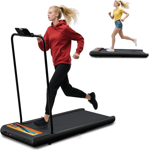 Treadmill with Handles, 2.5HP Walking Pad Treadmills with Handle Bar, Under Desk Treadmill with Remote Control LED Display, Electric Treadmills for Home Small, 270LBS Capacity in Saudi Arabia