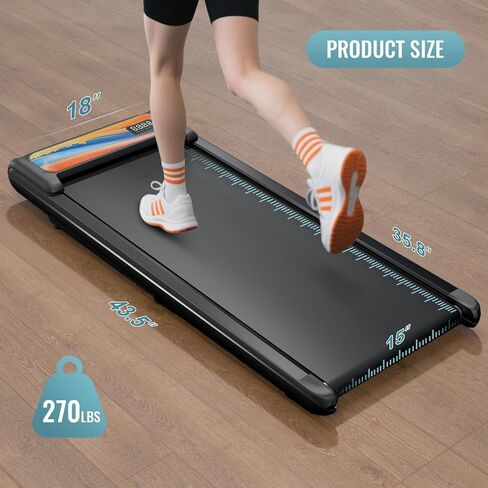Treadmill with Handles, 2.5HP Walking Pad Treadmills with Handle Bar, Under Desk Treadmill with Remote Control LED Display, Electric Treadmills for Home Small, 270LBS Capacity in Saudi Arabia