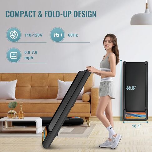 Treadmill with Handles, 2.5HP Walking Pad Treadmills with Handle Bar, Under Desk Treadmill with Remote Control LED Display, Electric Treadmills for Home Small, 270LBS Capacity in Saudi Arabia