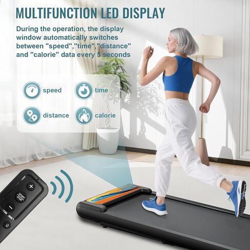 Treadmill with Handles, 2.5HP Walking Pad Treadmills with Handle Bar, Under Desk Treadmill with Remote Control LED Display, Electric Treadmills for Home Small, 270LBS Capacity in Saudi Arabia