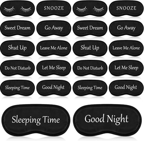 20 Pieces Bulk Funny Sleep Silk Eye Mask Eye Sleeping Mask with Adjustable Strap Blackout Eye Mask for Sleeping Night Silk Blindfold Sleeping Eye Cover Mask for Women Men Kids (Black) in Kuwait