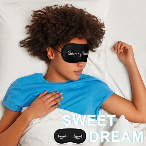 20 Pieces Bulk Funny Sleep Silk Eye Mask Eye Sleeping Mask with Adjustable Strap Blackout Eye Mask for Sleeping Night Silk Blindfold Sleeping Eye Cover Mask for Women Men Kids (Black) in Kuwait