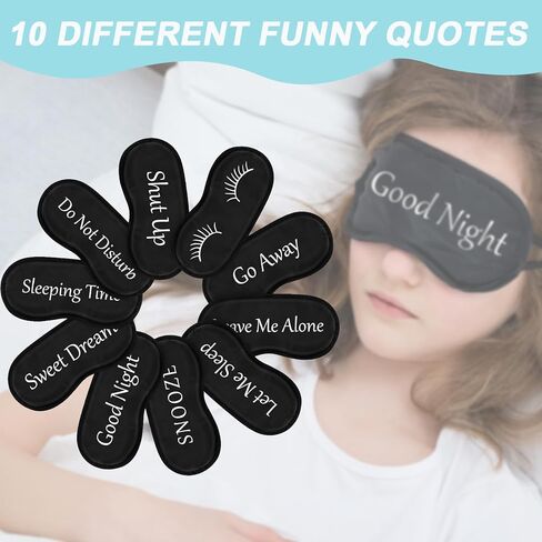 20 Pieces Bulk Funny Sleep Silk Eye Mask Eye Sleeping Mask with Adjustable Strap Blackout Eye Mask for Sleeping Night Silk Blindfold Sleeping Eye Cover Mask for Women Men Kids (Black) in Kuwait
