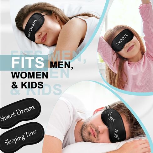 20 Pieces Bulk Funny Sleep Silk Eye Mask Eye Sleeping Mask with Adjustable Strap Blackout Eye Mask for Sleeping Night Silk Blindfold Sleeping Eye Cover Mask for Women Men Kids (Black) in Kuwait