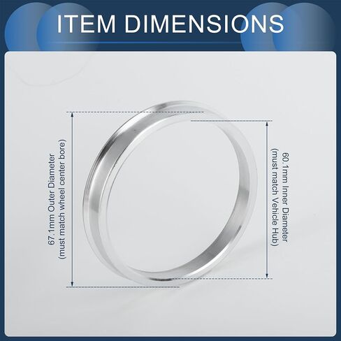 Hub Centric Rings, 66.6mm ID to 67.1mm OD Vehicle Wheel Hubrings Aluminum Alloy, 4 Pcs in Saudi Arabia