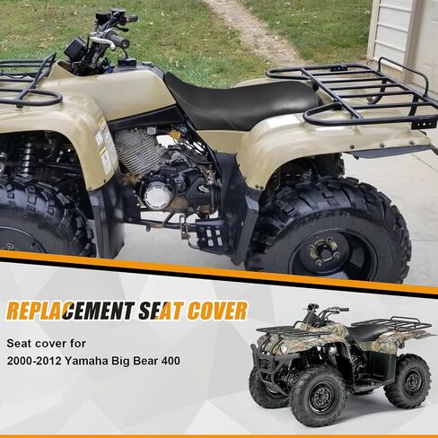 غطاء مقعد ATV متوافق مع 2000-2014 Yamaha Kodiak YFM 400/450، استبدال غطاء مقعد جلدي عالي التحمل، أسود in Saudi Arabia