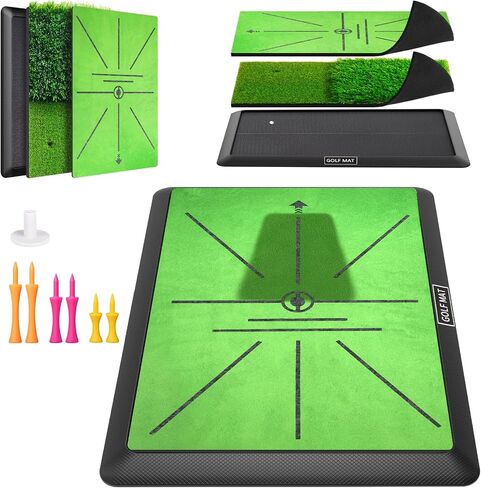 Golf Mat, Practice Outdoor Indoor for Training Chipping Show Swing Path, Hitting Turf Mat with Rubber Backing,Golf Accessories,Gifts for Men/Dad/Husband in Saudi Arabia