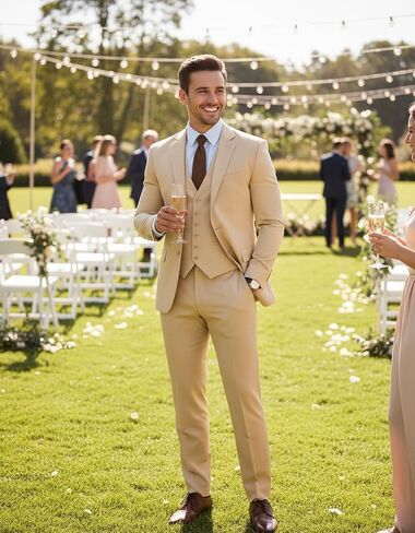 MoranX Business Men Suits Regular Fit 3 Piece Tuxedos Notch Lapel Blazer Vest Pants for Wedding Grooms in Saudi Arabia