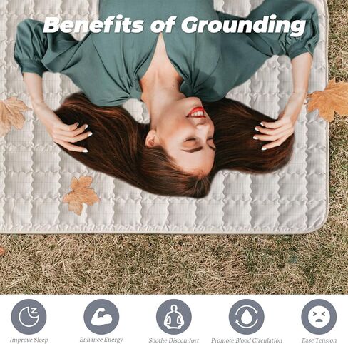 حصيرة التأريض ، وسادة تأريض القطن 35 × 50 بوصة ، مع ألياف فضية ، حصيرة تأريض للسرير ، يحسن صحة النوم ، الرمادي in Kuwait