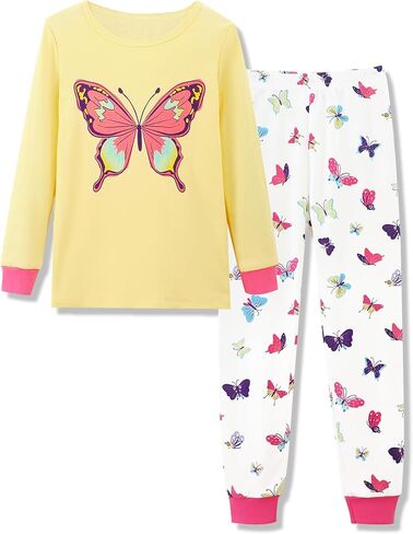 Mikrdoo Girls Pajamas Kids Soft Cutton Cotton Long Long Sleeve 2 قطعة PJs Snug-Fit in Saudi Arabia