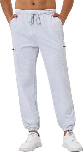 SILKWORLD Mens Sweatpants Tapered Athletic Joggers Workout Running Jogging Track Pants with Zipper Pockets in Saudi Arabia