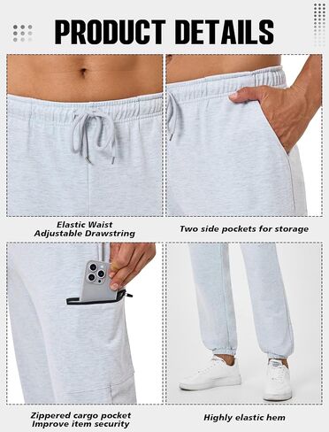 SILKWORLD Mens Sweatpants Tapered Athletic Joggers Workout Running Jogging Track Pants with Zipper Pockets in Saudi Arabia