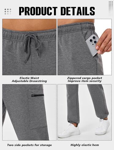 SILKWORLD Mens Sweatpants Tapered Athletic Joggers Workout Running Jogging Track Pants with Zipper Pockets in Saudi Arabia