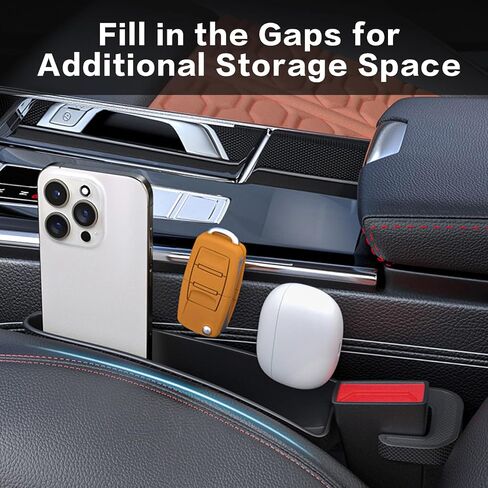 Car Seat Gap Filler with Hook, Car Organizers and Storage with Phone Holder, Car Seat Accessories, Car Organizer Fit Sedan SUV Truck-2PCS Black in Kuwait