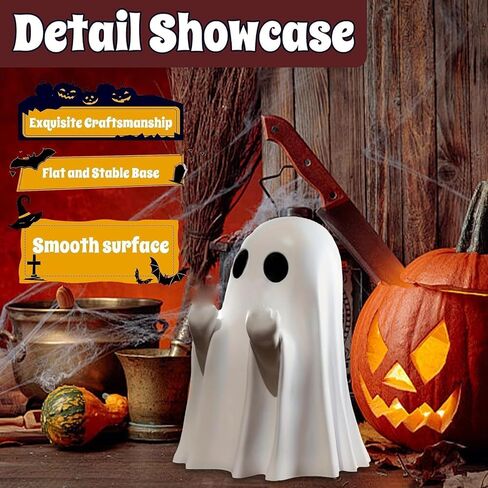 Halloween Ghost Figurines - Resin Ghost Statue, Cute Finger Ghost Ornament for Indoor & Porch Decor, Spooky Halloween Home Decoration (1pcs) in Saudi Arabia
