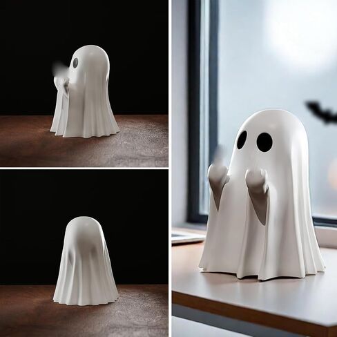 Halloween Ghost Figurines - Resin Ghost Statue, Cute Finger Ghost Ornament for Indoor & Porch Decor, Spooky Halloween Home Decoration (1pcs) in Saudi Arabia