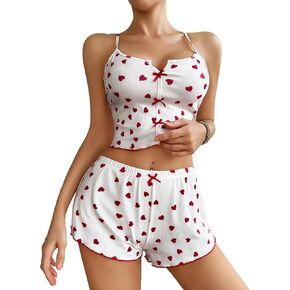 Avidlove Cami Short Set for Women Sexy 2 Piece PJ Set Ribbed Lingerie Sleepwear Set Cute Nightwear with Bow in Saudi Arabia