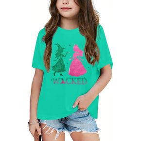 القميص الموسيقي فتاة الساحرة السحرية والأميرة تي القمصان بريق تألق تايلز اللون الأخضر الوردي الفيلم قمم قصيرة الأكمام in Kuwait