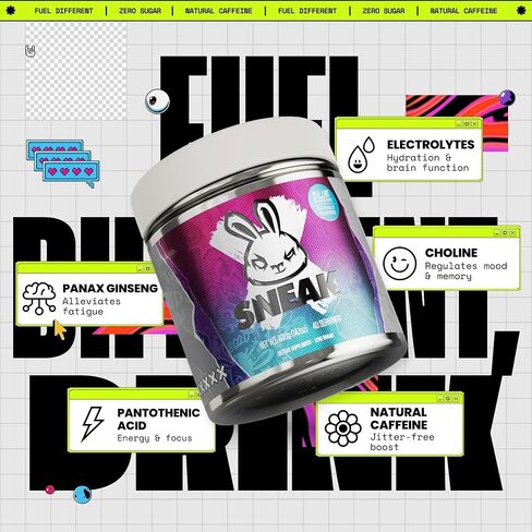 SNEAK Energy Drink Powder | Peach Iced Tea | No Sugar. No Nasties. Just Natural Caffeine, Focus-Boosting Nootropics | 40 Servings in Saudi Arabia