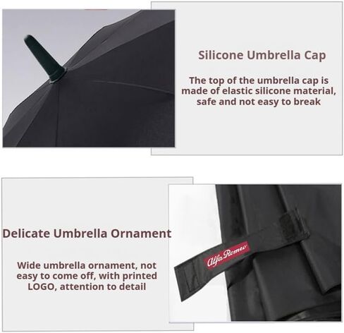 Car Straight Handle Umbrella, Windproof Rainproof, Semi-Automatic Parasol for Alfa Romeo Spider 2007 2008 2009 2010, Windproof Umbrella, Long Handle Travel Umbrella,Black1 in Kuwait