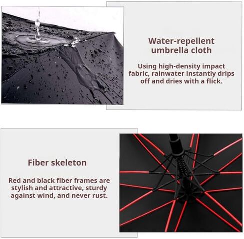 Car Straight Handle Umbrella, Windproof Rainproof, Semi-Automatic Parasol for Alfa Romeo Stelvio Quadrifoglio 2021 2022 2023, Windproof Umbrella, Long Handle Travel Umbrella,Black2 in Kuwait